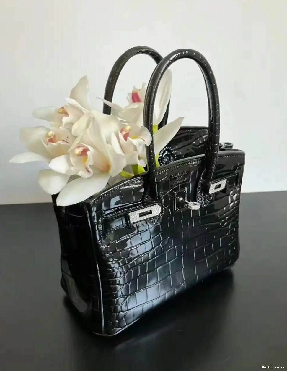 BLACK BIRKIN FLOWER BAG VASE 0521
